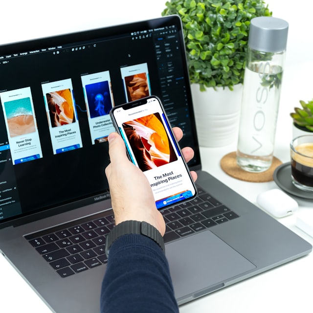 App design shown on laptop and phone
