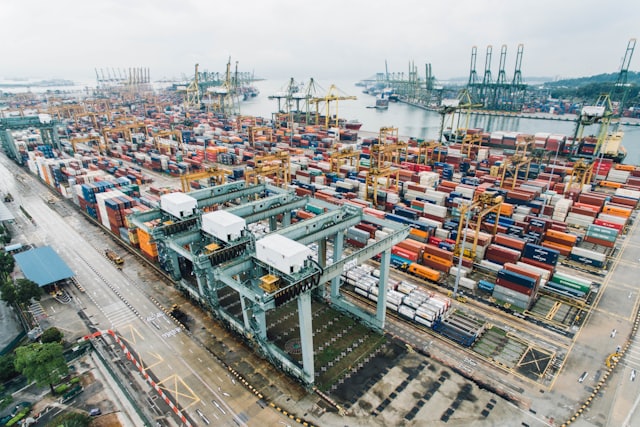 Container port from above