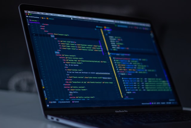 Code editor open on a laptop