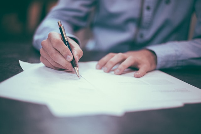 Signing a contract document
